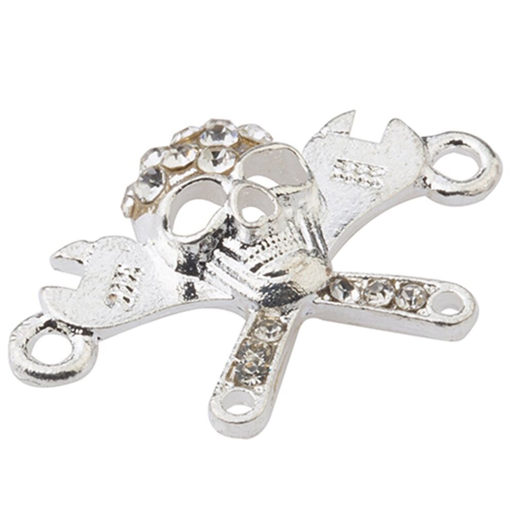 1735 30pcs Metal Skull Cross-Bone Connector Beads Crystal Inlay DIY Jewelry